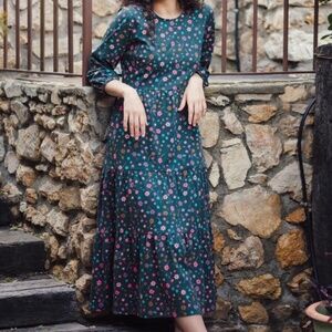 Sugarhill Brighton Tiered Midi Dress Retro Stars Size 6 Bakari Style Lyocell